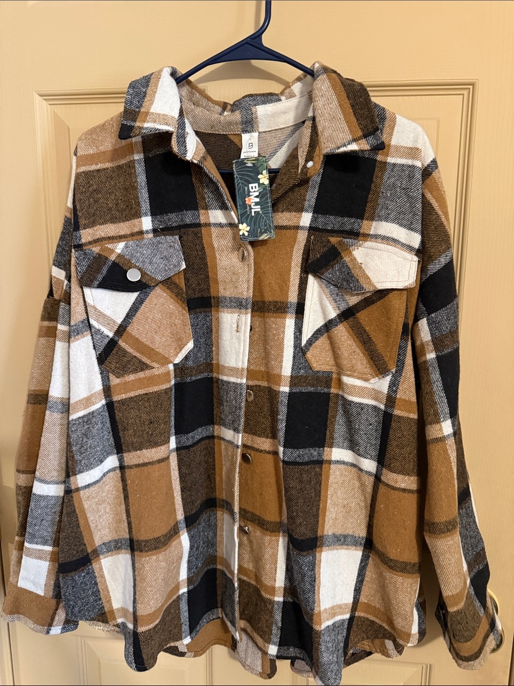 BMJL Floral Plaid Shacket - Brown/Black/White